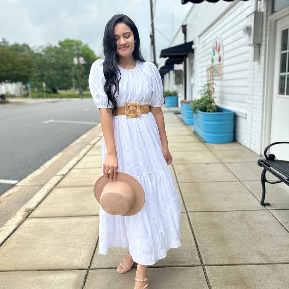 White Puff Sleeve Maxi Dress